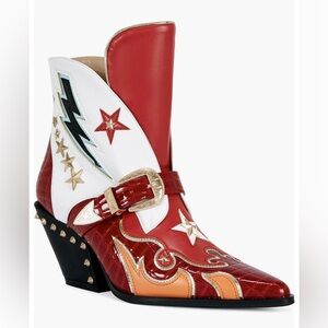 Azalea Wang Channing Flame Star Western Hardware Ankle Studded
Bootie.